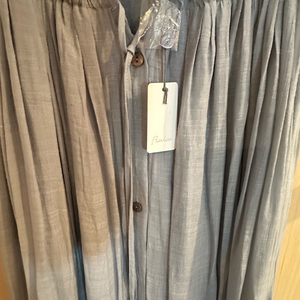 Blue Grey Ruffle Maxi Dress Boho - Picture 6 of 7